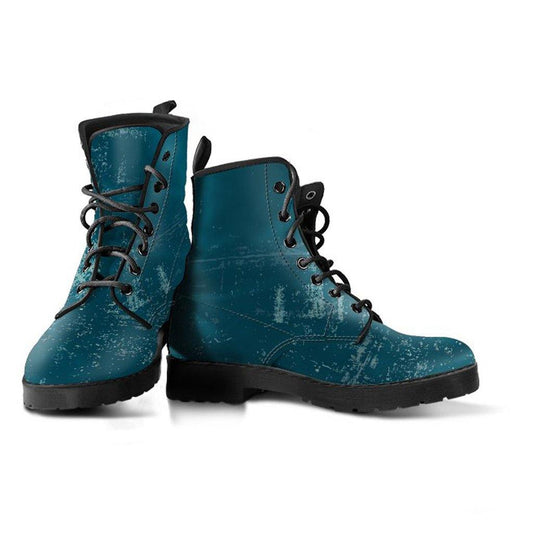 Dark Teal  Memory Foam Boots | All Season Lace Up Boots | Vegan Leather Combat Boot