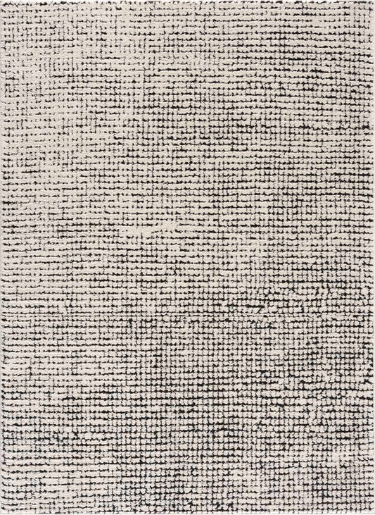 Keita Cream & Black Grid Plush Rug