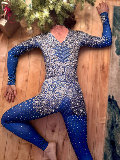 Empire Blue Rhinestone Bodysuit | Diamond Crystal Festival Catsuit – Manifestie