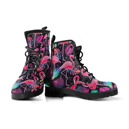 Flamingo Tropics  Memory Foam Boots | All Season Lace Up Boots | Vegan Leather Combat Boot