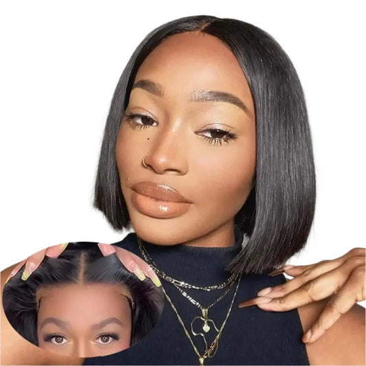 Glueless | Brazilian | Short | Bob | Human Hair | Ready To Wea | Straight r | Lace Closure Wigs