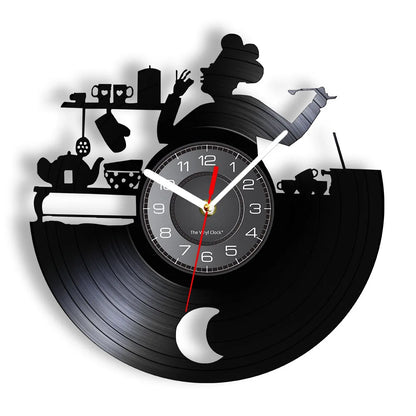 The Kitchen The Heart Of The Home Inspired Vinyl Record Clock, Modern Design Wall Decor Noiseless.