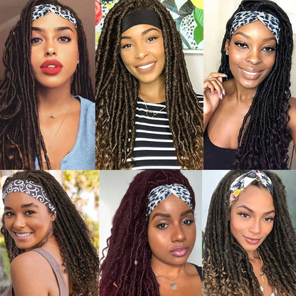 Long 22" Goddess Locs Headband Wig | Curly Ends | Soft Faux Locs | Synthetic Braids | For Women