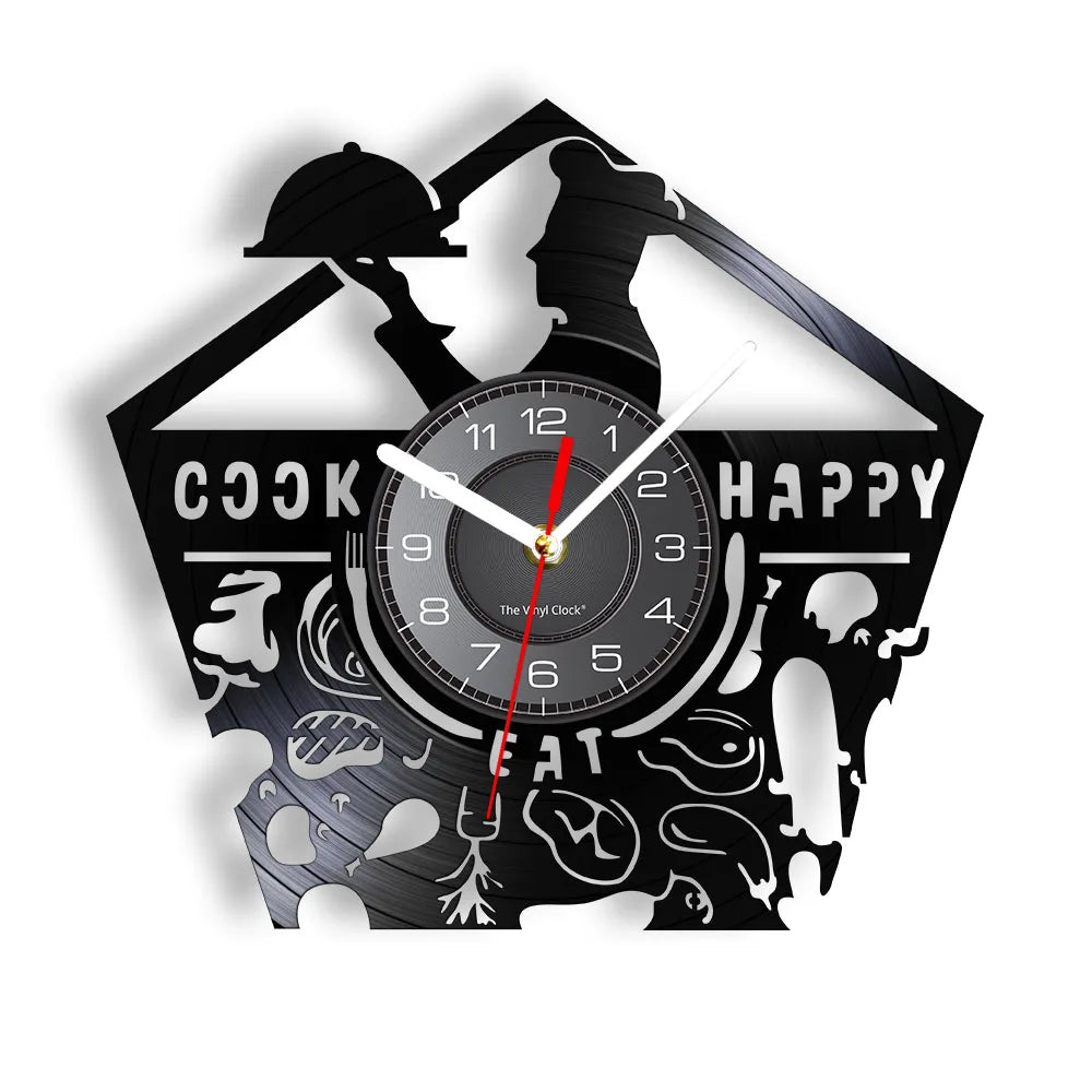 The Kitchen The Heart Of The Home Inspired Vinyl Record Clock, Modern Design Wall Decor Noiseless.
