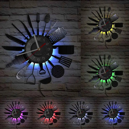 The Kitchen The Heart Of The Home Inspired Vinyl Record Clock, Modern Design Wall Decor Noiseless.