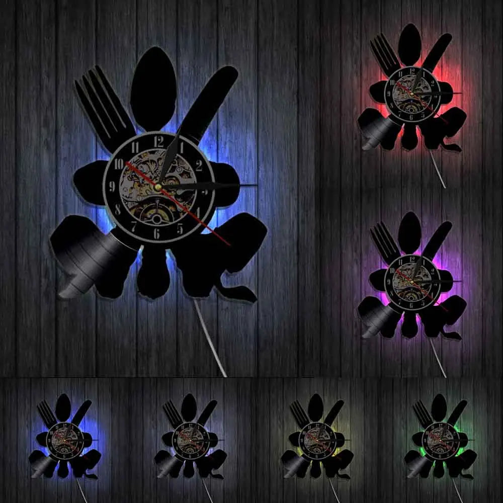 The Kitchen The Heart Of The Home Inspired Vinyl Record Clock, Modern Design Wall Decor Noiseless.