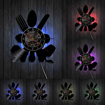 The Kitchen The Heart Of The Home Inspired Vinyl Record Clock, Modern Design Wall Decor Noiseless.