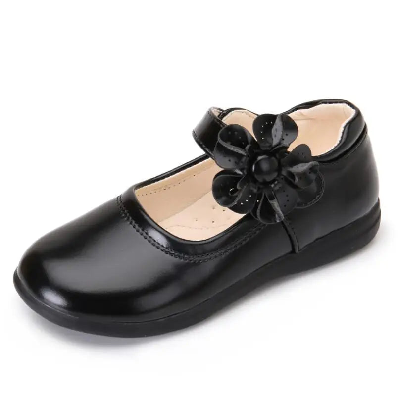 Girls Leather Shoes for Children Dress, Princess School Shoes Bow-knot Black.