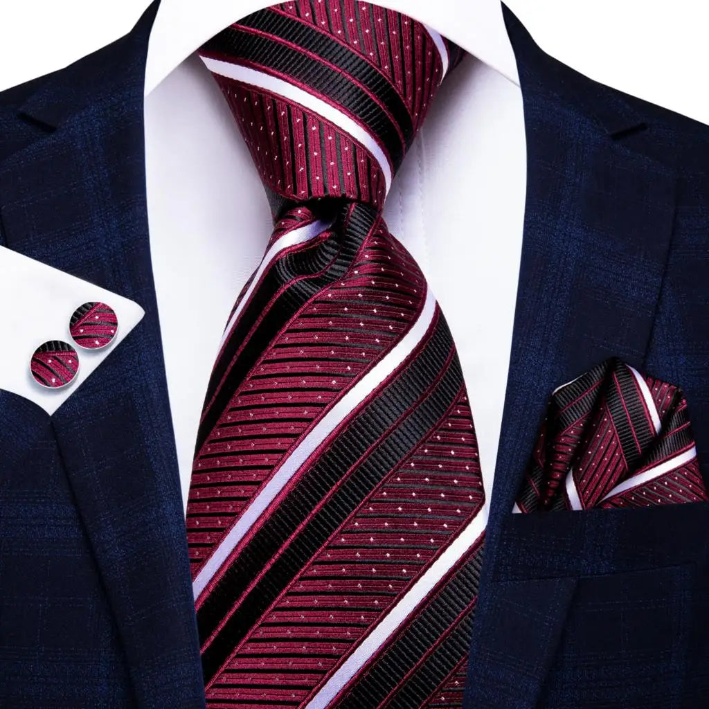 Hi-Tie Paisley Wine Red 100% Silk Men Neck Ties 8.5cm  Formal, Business Luxury Neckties.