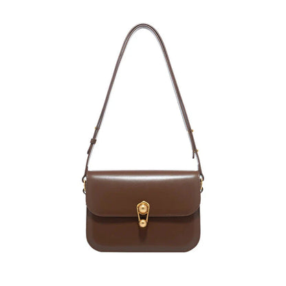Women's Bag Luxury Brand | New Fashion Shoulder & Crossbody Square Bags (Designer Split Leather Tote Handbag with Lock)