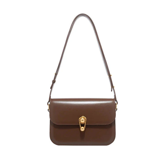 Women's Bag Luxury Brand | New Fashion Shoulder & Crossbody Square Bags (Designer Split Leather Tote Handbag with Lock)