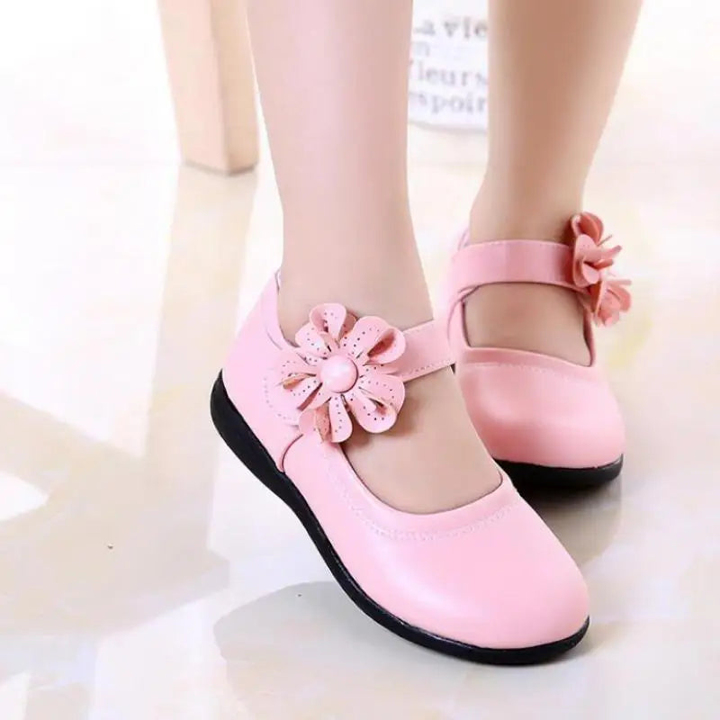 Girls Leather Shoes for Children Dress, Princess School Shoes Bow-knot Black.