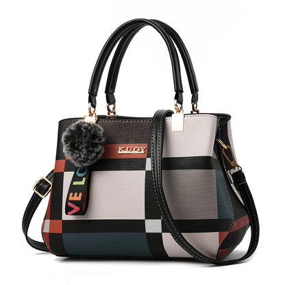 Elegant Designer Handbags for Women | PU Leather Crossbody Messenger Bag with Hairball (Girls Shoulder Bag, Top-Handle Tote)