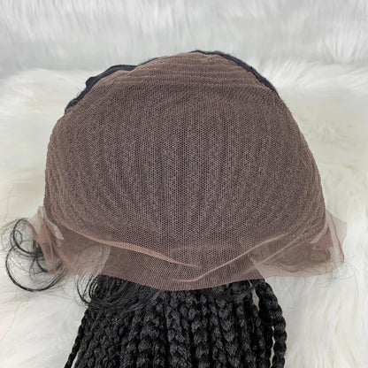 30" Braided Lace Front Wig for Black Women | African Braids with Baby Hair | Synthetic Glueless Mat Wig
