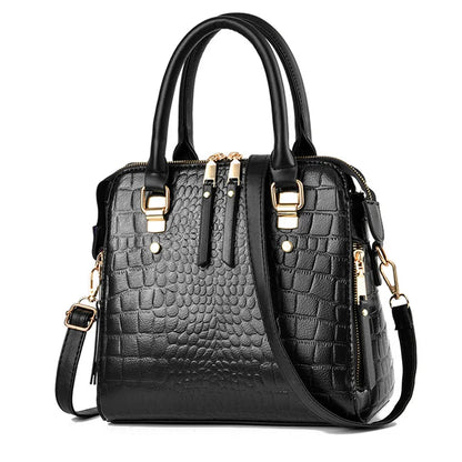 Luxury Crocodile Pattern Handbag for Women | Winter New PU Leather Tassel Shoulder Bag (Brands Design Handle Bag, Lady Purse)