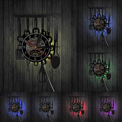 The Kitchen The Heart Of The Home Inspired Vinyl Record Clock, Modern Design Wall Decor Noiseless.