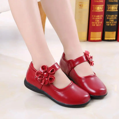 Girls Leather Shoes for Children Dress, Princess School Shoes Bow-knot Black.