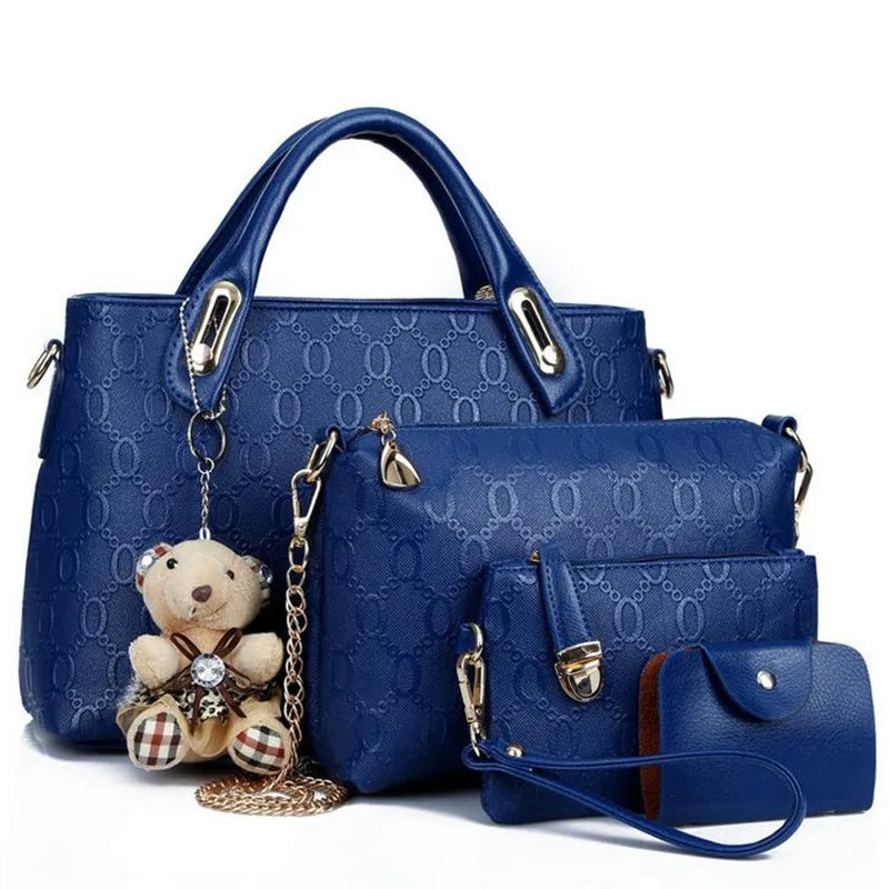 Multifunction 4pcs/Set Women Bag, PU Leather Luxury Designer Bags Handbag, Messenger Bag, Shoulder Bag, Wallet.