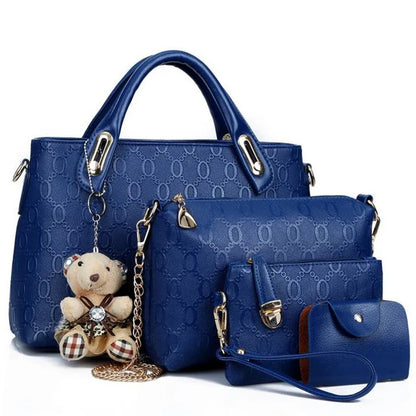 Multifunction 4pcs/Set Women Bag, PU Leather Luxury Designer Bags Handbag, Messenger Bag, Shoulder Bag, Wallet.