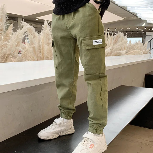 Cargo Pants Spring Autumn Thick Boys Trousers, Casual Kids Sport Pants Teenage Clothes For  4-11Year.