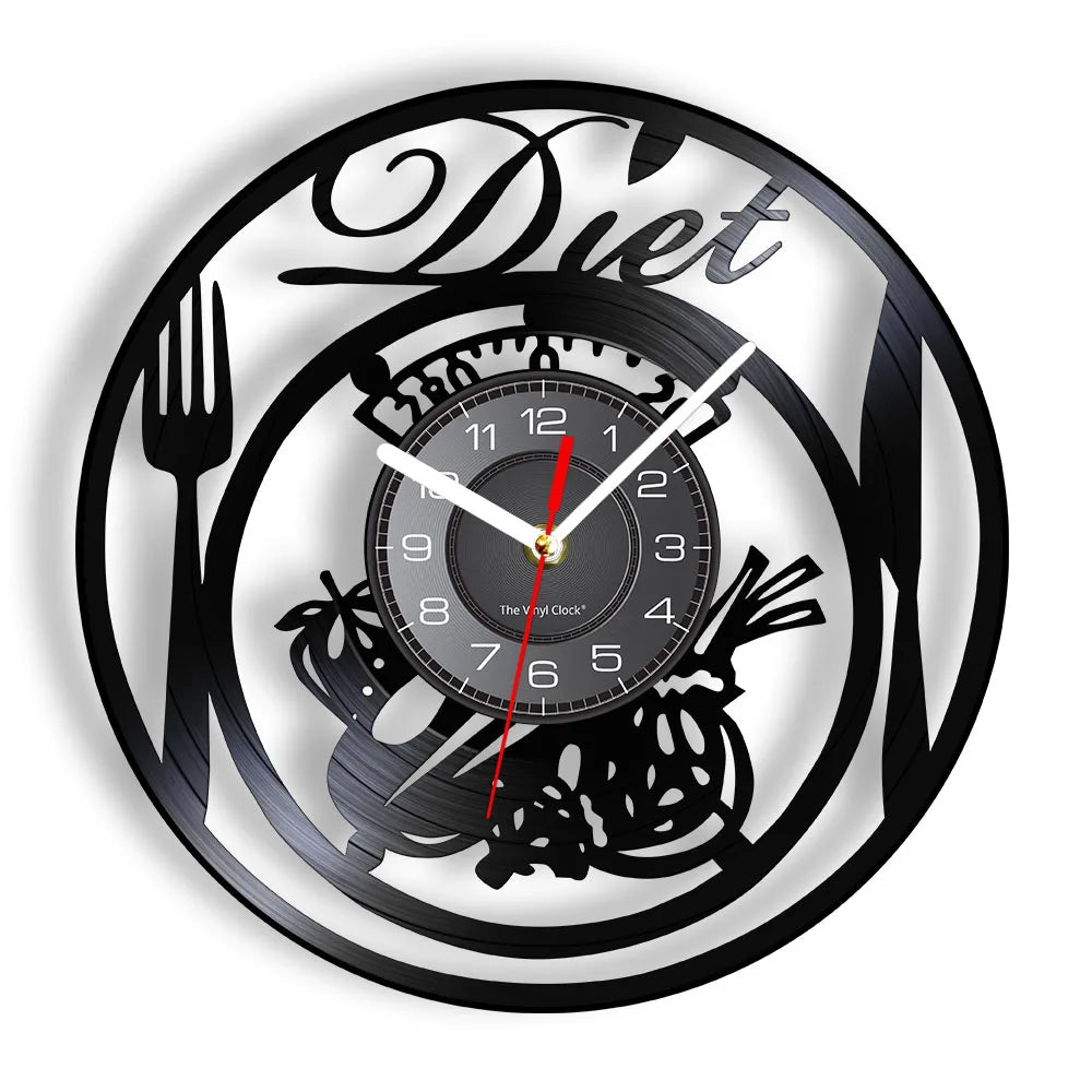 The Kitchen The Heart Of The Home Inspired Vinyl Record Clock, Modern Design Wall Decor Noiseless.