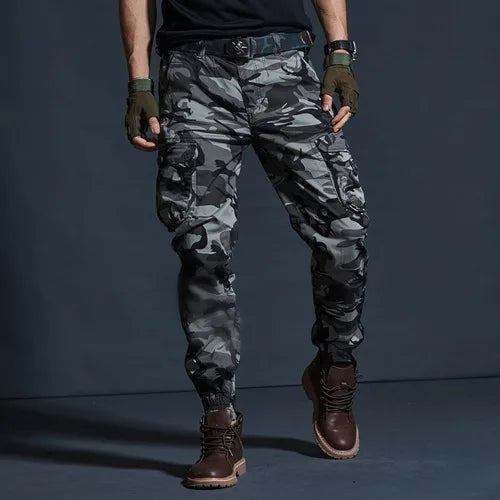 Men Cargo Pants Casual Men Baggy Regular Cotton Trousers Combat Military Tactical Pants with Multi Pockets.