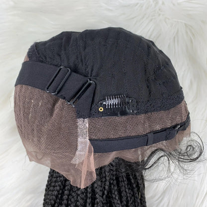 30" Braided Lace Front Wig for Black Women | African Braids with Baby Hair | Synthetic Glueless Mat Wig