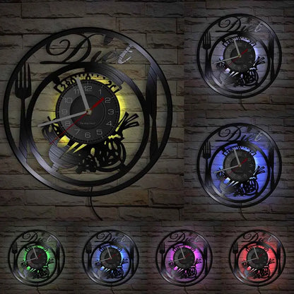 The Kitchen The Heart Of The Home Inspired Vinyl Record Clock, Modern Design Wall Decor Noiseless.