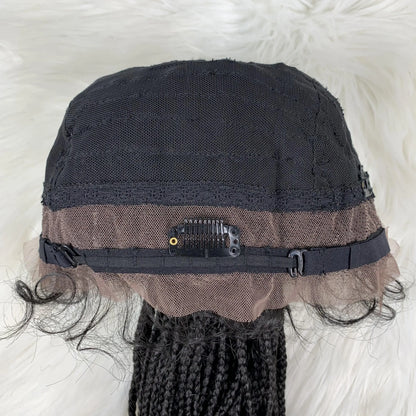30" Braided Lace Front Wig for Black Women | African Braids with Baby Hair | Synthetic Glueless Mat Wig