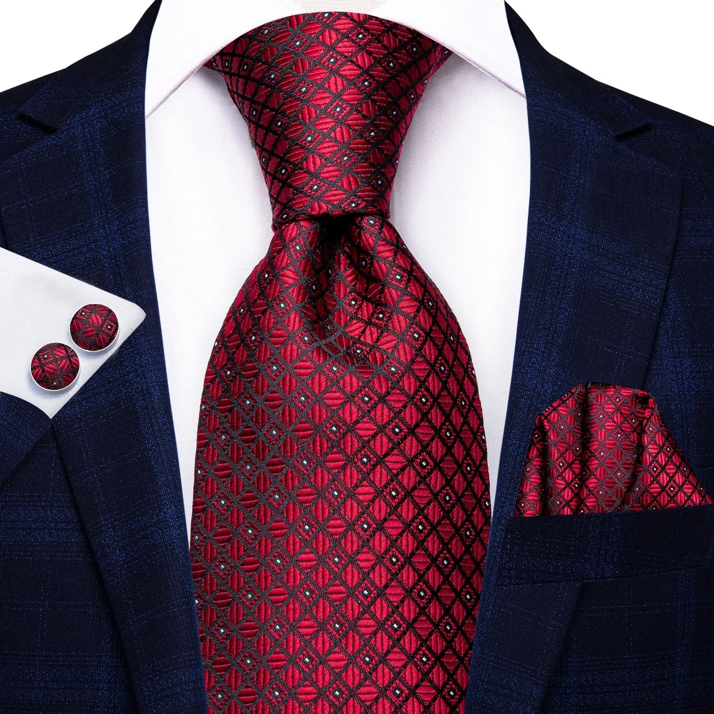 Hi-Tie Paisley Wine Red 100% Silk Men Neck Ties 8.5cm  Formal, Business Luxury Neckties.