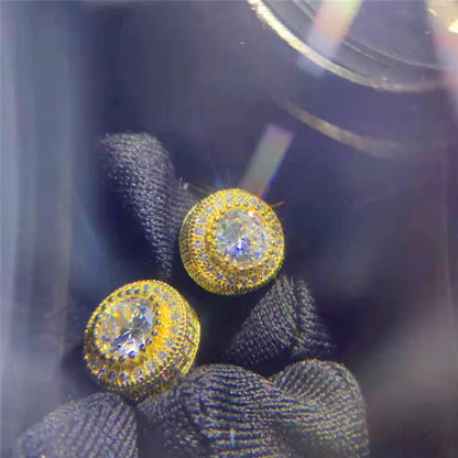 Female Austrian Crystal Round Earring White Gold, Yellow Gold, Color White Zircon For Women Jewelry.
