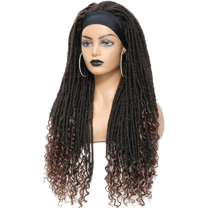 Long 22" Goddess Locs Headband Wig | Curly Ends | Soft Faux Locs | Synthetic Braids | For Women