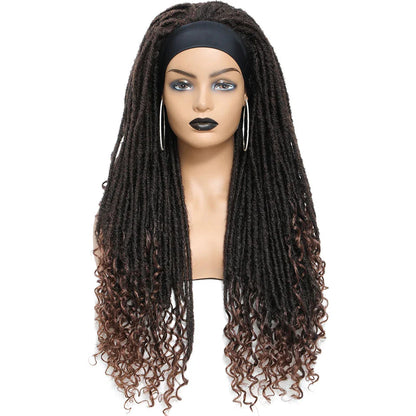Long 22" Goddess Locs Headband Wig | Curly Ends | Soft Faux Locs | Synthetic Braids | For Women