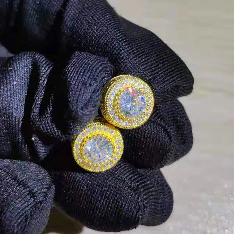 Female Austrian Crystal Round Earring White Gold, Yellow Gold, Color White Zircon For Women Jewelry.