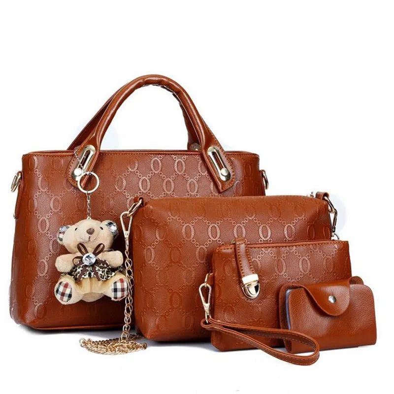 Multifunction 4pcs/Set Women Bag, PU Leather Luxury Designer Bags Handbag, Messenger Bag, Shoulder Bag, Wallet.