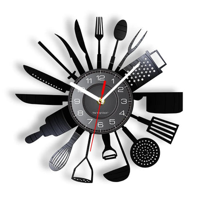 The Kitchen The Heart Of The Home Inspired Vinyl Record Clock, Modern Design Wall Decor Noiseless.