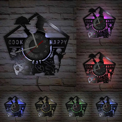 The Kitchen The Heart Of The Home Inspired Vinyl Record Clock, Modern Design Wall Decor Noiseless.