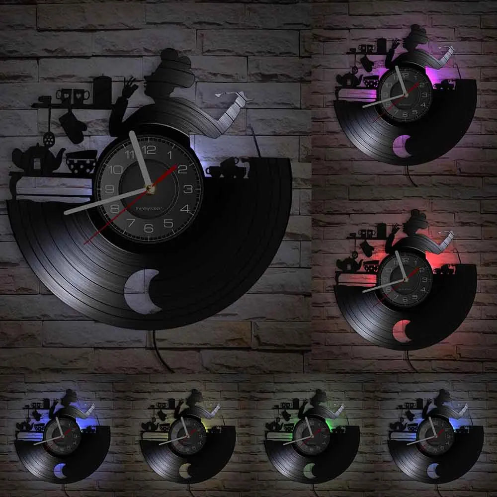 The Kitchen The Heart Of The Home Inspired Vinyl Record Clock, Modern Design Wall Decor Noiseless.