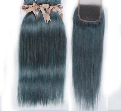 Straight Bundles with Closure | 3 Pcs Brazilian Remy Human Hair Weave