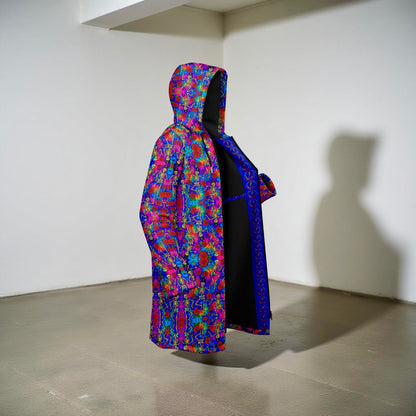 Tie Dye Grateful Dead Cuddle Coat | Unisex Minky Sherpa Lined Coat with Hood, Zipper and Pockets | Women and Mens Festival Coat | Mountain Fashion