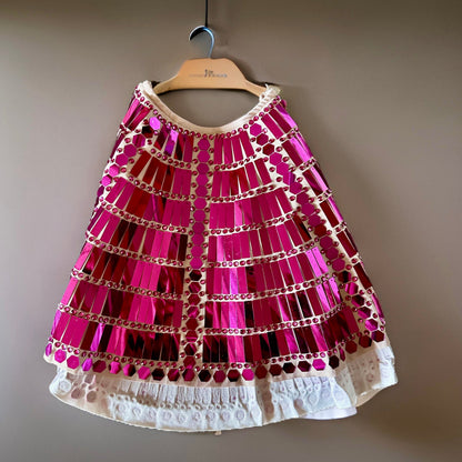 Electra Reflective Sequins Party Dress / Pink leotard and skirt, Futuristic Reflective Festival Outfit, Disco Dance Costume, Mirror Bodysuit