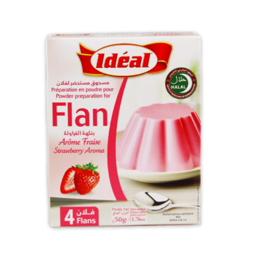 Idéal Strawberry Flans 55g - Halal Dessert Mix | 4 Servings