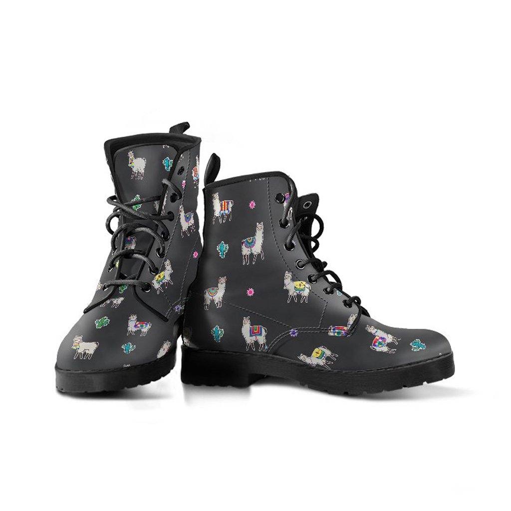 Llama Llama  Memory Foam Boots | All Season Lace Up Boots | Vegan Leather Combat Boot