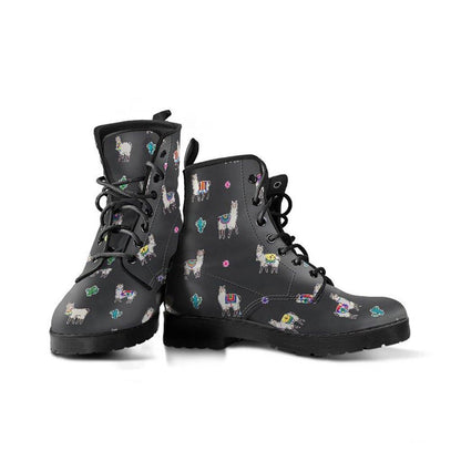 Llama Llama  Memory Foam Boots | All Season Lace Up Boots | Vegan Leather Combat Boot