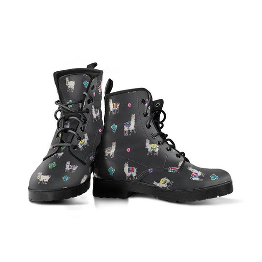 Llama Llama  Memory Foam Boots | All Season Lace Up Boots | Vegan Leather Combat Boot