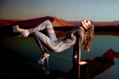 Kira Rhinestone Jumpsuit | Black Diamond Crystal Bodysuit – Manifestie