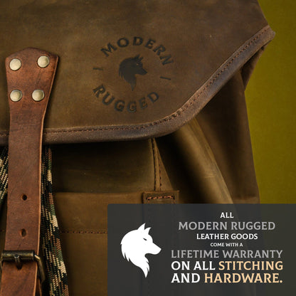 Bovine Leather Single Strap Backpack - Brown