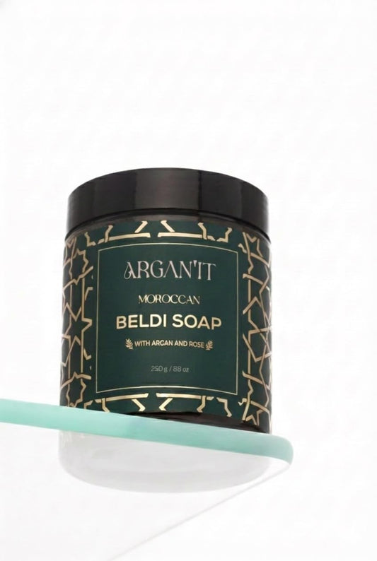 Argan'it Moroccan Black Beldi Soap with Argan & Rose – 250g
