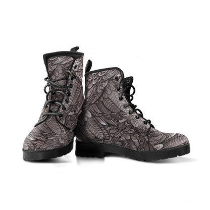 Neutral Feathers  Memory Foam Boots | All Season Lace Up Boots | Vegan Leather Combat Boot