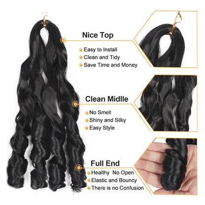 55cm Spiral Curly Braid Crochet Hair - French Curl Loose Wave Wig - Heat Resistant Synthetic Hair